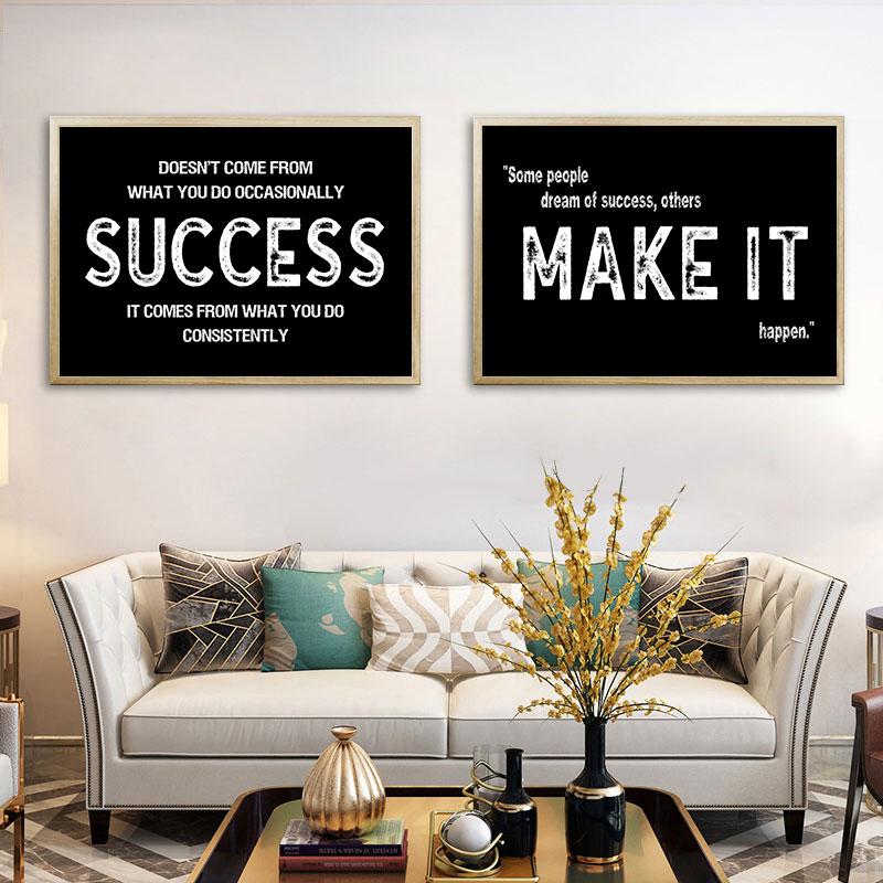 Home Office Room Inspiration - Lienzo inspirador negro moderno, decoración Simple