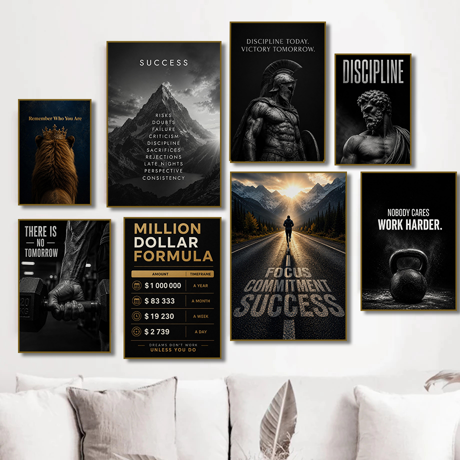 Home Office Room Inspiration - Póster Motivacional Moderno de Éxito en