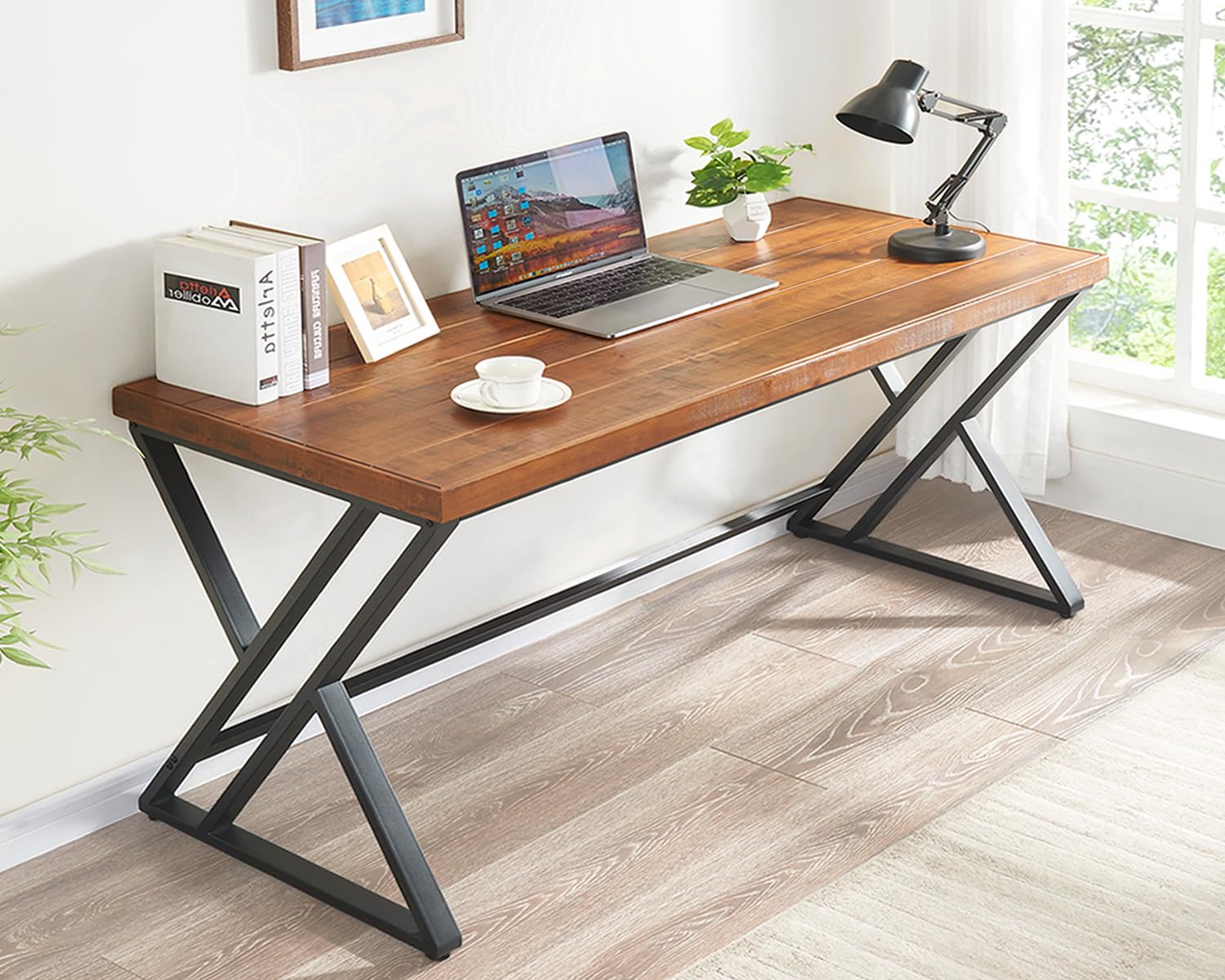 Home Office Work Table - Escritorio de Computadora de Madera Sólida